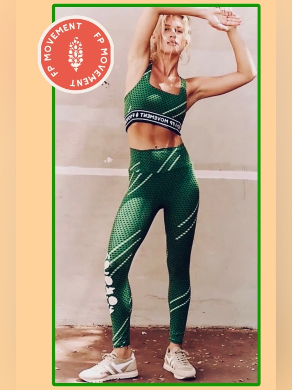 NWOT Free People Movement Never Better Logo Leggings XS Green
